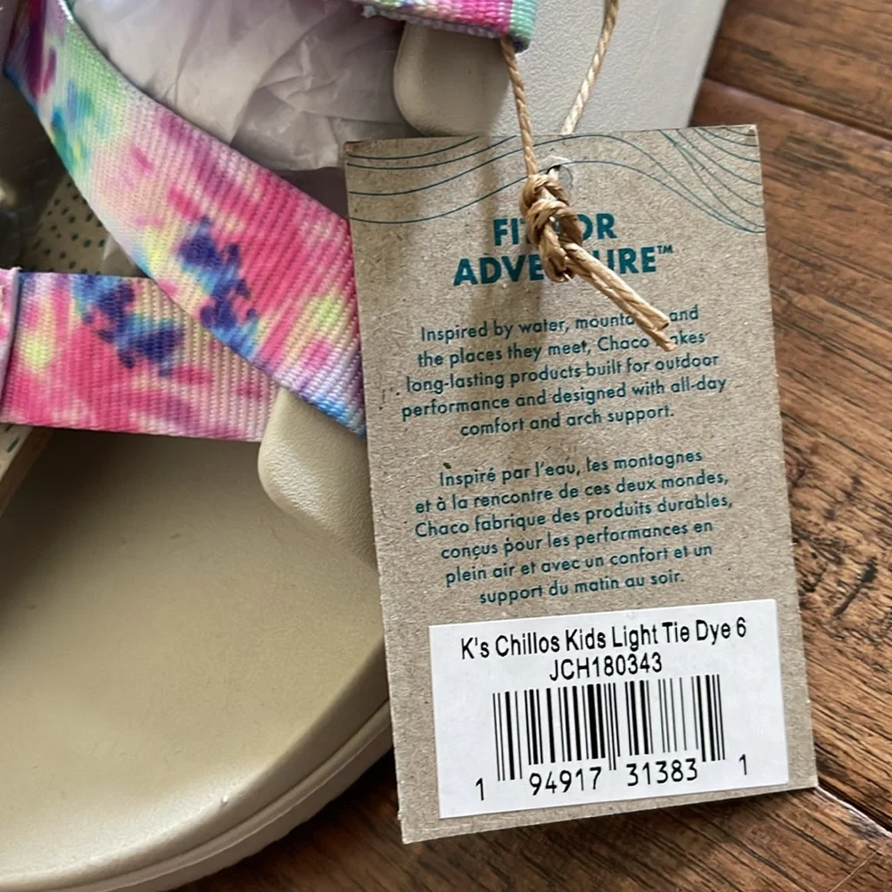 Chaco Kids Girls Chillos Slide Sandals Light Tie Dye Size 6